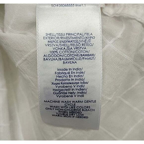 Chaps Women’s white top, ruffles from shoulder to waist, belted, size large - Picture 7 of 7